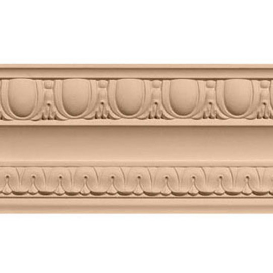 3in.H x 2 1/4in.P x 3 1/4in.F x 96in.L Bedford Carved Wood Crown Moulding, Cherry